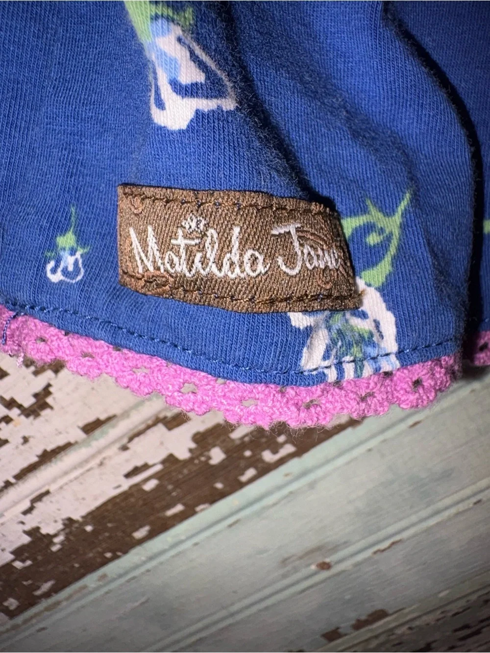 Matilda Jane Blue Floral Dress with Pink Polka Trim